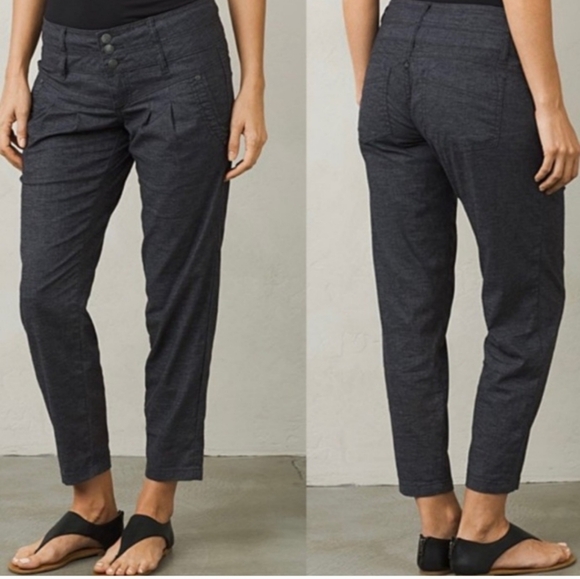 Prana Lizbeth grey zip and 3 button fly outdoor cropped capri pant size 4 - Picture 9 of 10